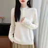 Suéter de punto 100% lana pura para mujer, nuevo estilo otoño/invierno 2026, camiseta básica petite de cuello medio alto, top interior