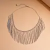 Colar com Pingente de Franja em Corrente de Osso de Cobra Transfronteiriço Europeu e Americano, Corrente de Osso Versátil Elegante de Nicho de Luxo Leve, Colar da Moda de Alto Padrão para Mulheres