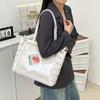 Bolsa Popular Japonesa de Cinta para Dolor Lazo Lindo Gran Capacidad Costura Transparente de Hombro de Mano Bolso Tote de Moda