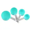 Acero inoxidable 430 mango cuchara medidora taza medidora de plástico juego de 8 piezas con escala traje de cucharas medidoras herramientas para hornear al por mayor