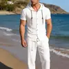 Verano 2026 Transfronterizo Amazon Traje Deportivo Casual 3D para Hombre Camisa de Manga Corta con Capucha Plisada Pantalones Sueltos