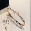 Pulsera de Lujo Ligero de Alta Gama con Sentido de Letra H, Pulsera de Moda Incrustada de Diamantes, Pulsera Exquisita de Acero de Titanio de Nicho, Joyería de Zirconia para Mujeres