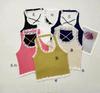 Camisola de Renda Sweet Spice Girl Feminina para Verão Peça Externa Costas Abertas Gola Alta Sem Mangas Tricô Justa Curta