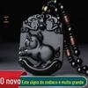 Pingente de obsidiana por atacado para homens e mulheres Zodíaco Rato Boi Tigre Coelho Dragão Cobra Cavalo Ovelha Macaco Galinha Cachorro Porco Este Ano Colar