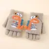 Guantes Flip para Niños Lindo Dinosaurio de Dibujos Animados Niños Bebé Niños Jardín de Infancia Invierno Cálido Medio Dedo Lana