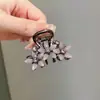 Pasador con Flor de Diamante, Pinza de Agarre de Alta Gama, Pequeño y Exquisito Clip de Tiburón, Pasador para Recogido Parcial en la Parte Posterior de la Cabeza, Sencillo Elegante