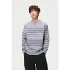 Suéter casual de punto versátil a rayas con cuello Henley, estilo retro japonés moderno simple estilo universitario para hombre, otoño