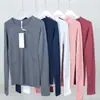 Novas roupas de yoga alta elasticidade sem costura justas femininas esportivas manga longa camiseta 2.0 justa secagem rápida elastano alta elasticidade Novo