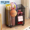 Cesta de Armazenamento para Tapete de Yoga com Rodas, Rack de Armazenamento para Equipamentos Esportivos e de Fitness, Suporte para Halteres, Rack de Armazenamento para Raquetes de Badminton e Bola de Basquete