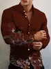 Camisa de hombre de otoño nueva con estampado digital 3D transfronteriza europea y americana, camisa de manga larga con solapa, estampado genial