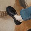 Mocassins de sola grossa femininos 2024 outono novo estilo britânico um passo pequenos sapatos de couro explosões retro preto jk sapatos