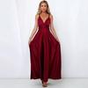 Europa e Estados Unidos transfronteiriço desejo Amazon eBay sexy decote V cintura alta alça cor sólida sem mangas vestido longo vestido mulheres