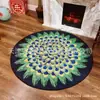 Alfombra Redonda de Dormitorio con Flor Estéreo 3D Felpudo Absorbente Antideslizante para Suelo de Baño Terciopelo de Cristal