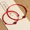 Tobillera de Cuerda Roja con Cuentas Haoyun de Cinabrio para Mujer Pulsera de Paz Benmingnian Diseño Sencillo de Nicho Ins Estudiante de Moda