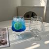Vaso de bebida de cristal con base corta de diamante estilo Ins, vaso de cóctel de gran valor estético, vaso para café frío, vaso para refrescos con burbujas