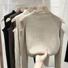Suéter Mujer 2 023 Otoño/Invierno Nueva chaqueta negra ajustada de manga larga con hombros descubiertos y camisa de base de punto marea