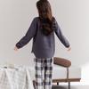 Puro Algodão Sem Marca Estilo Tendência Nacional Roupa de Casa para Homens, Conjunto de Pijama de Gaze Dupla Camada Respirável de Manga Longa para Mulheres, Primavera