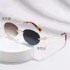 Gafas de sol, Gafas sin montura, Monturas pequeñas de moda, Lujo ligero transfronterizo, Metálicas ovaladas, Gafas de sol de alta gama, Gafas de sol europeas y americanas