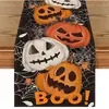 Camino de mesa de Halloween más vendido de Temu transfronterizo, mantel decorativo navideño de lino, alfombrilla de té de gama alta para mueble de TV