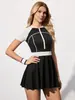 Falda de Yoga de Bloques de Color Transfronteriza Vestido de Tenis de una Pieza Secado Rápido Adelgazante Falda de Golf Stock de Fábrica