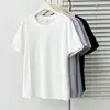 2026 Verão Feminino Plus Size Novo Design Botão Gola Redonda Manga Curta Camiseta para Senhoras Plus Size Top Casual 0607