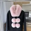 Novo cachecol de pelo sintético de raposa para outono e inverno com pompons, gola de pelo magnética fashion e versátil, protetor de pescoço quente, aquecedor de pescoço peludo