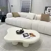 Mesa de centro con forma de nube para sala de estar, adecuada para espacios pequeños, color crema, moderna, diseño simple y moderno, mesa baja única, mesa de centro simple para interiores