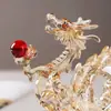 Enfeites de Dragão de Cristal Personalizados 2024 Ano do Dragão Mascote do Zodíaco Modelo Artificial de Dragão Chinês Presente Comemorativo de Alta Qualidade