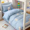 Juego de tres piezas de algodón puro estilo Ins para dormitorio de estudiante con estampado, sábana bajera y sábana encimera de algodón para cama individual de dormitorio, alta calidad y atractivo