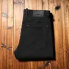 2023 novo outono e inverno grosso alta qualidade masculino anti-desbotamento cor fixa artesanato reto justo preto Calça jeans masculina