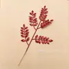 Galho de Natal Brilhante de 37cm com 5 Folhas de Melão, Adequado para Decoração de Guirlanda de Árvore de Natal, Fornecimento de Fábrica