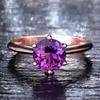 Taobao Tmall alta venda anel de diamante com seis garras banhado a ouro rosa anel de diamante clássico com pedra preciosa de cor clara europeu e americano para mulheres