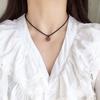 Collar de Cuentas de Transferencia de Obsidiana Cadena Clavicular de Cristal Fresa para Mujeres y Hombres 2021 Nuevo Verano Cuerda Negra Colgante de Cristal Cadena para el Cuello