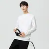 Camiseta de manga larga de algodón puro con cuello medio alto a la moda estilo americano para hombre, un top nuevo moderno y elegante versátil para primavera y otoño