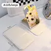 Espejo de Maquillaje Plegable Portátil de PU para Estudiantes Mujeres, Espejo de Retoque de Escritorio para Dormitorio, Diseño Artístico, Mini Espejo Portátil al por Mayor