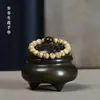 Pulsera de Cuentas para Rezar de Boj Tallado Flor de Loto, Diseño Simple, Joyería Tallada Hecha a Mano