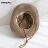 Sombrero de Paja Caliente Transfronterizo Sombrero Panamá Sombrero Occidental de Mezclilla Sombrero de Playa Suministro de Amazon Mezclilla Rizada