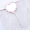 Nuevo Espejo de Maquillaje de Mano con Forma de Corazón Espejo de Corazón Creativo DIY con Perlas Espejo de Maquillaje de Plástico Portátil de una Cara Venta al por Mayor