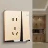 Enchufe de toma de corriente conmutada oculta Tipo 86, toma dorada de cinco agujeros, toma de pared abierta de cinco agujeros para aire acondicionado 16A, panel de pared, enchufe de 2/3 polos