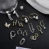 Diseño Simple Estilo Frío Geométrico con Diamantes Incrustados y Perlas Clip para Hueso de la Oreja Lazo Amor Accesorios para la Oreja Aretes para Mujer