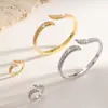 Pulsera y anillo de oro chapado con incrustaciones de diamantes, estilo europeo, transfronterizo, Amazon, moda, juego para mujer, joyería de pulsera de lujo al por mayor