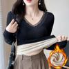 Tops Calientes para Mujer en Otoño e Invierno, Terciopelo Grueso con Encaje y Almohadillas en el Pecho, Ropa de Otoño de Manga Larga, Camisetas Básicas Ajustadas