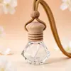 Botella de Vidrio Transparente Colgante Difusor de Aroma para Coche Cuerda Marrón de Cintura Alta Botella Redonda Plana 10ml Botella Vacía Botella Difusora de Aroma para Coche