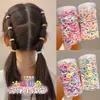 Gomas para el Cabello Estilo Coreano en Lata, 400 Piezas, Anillos de Toalla Plegados de Colores Graduados, Bandas para el Cabello Lisas de Colores Caramelo para Niñas