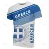 Camiseta Impresa en 3D con Bandera y Emblema Nacional de Grecia Patrón con Forma de Escudo de la República Helénica Camiseta de Moda para Hombre