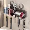 Soporte para secador de pelo con ventosa, montado en la pared del baño, soporte para secador de pelo con enrollador, artefacto para almacenamiento doméstico