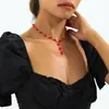2025 Joyería de Cristal Transfronteriza Moda Versátil Collar Largo Oscuro Colgante Personalizado de Perlas Cadena de Clavícula de Gama Alta