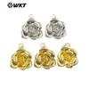 WT-P2000 Personalidade Design Único Flor de Rosa Latão Pequeno Pingente Brincos de Menina DIY Joias Feitas à Mão