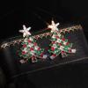 Pendientes de Árbol de Navidad Transfronterizos Europeos y Americanos, Pendientes para Mujer Incrustados con Diamantes de Estrella de Cinco Puntas, Pendientes de Navidad al por Mayor, Incrustación de Estilo Europeo y Americano