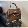 Bolsa de mão com padrão de lichia de alta qualidade para mulheres, nova moda primavera 2025, bolsa Kelly simples, estilo ocidental retrô, bolsa crossbody